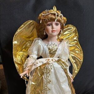 Golden Angel Doll with White Dress